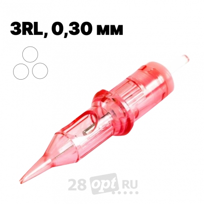 Распродажа, Картриджи для художественной татуировки OPTIMA 3RLLT 0,30 мм с длинной заточкой, Round Liner 3, коробка 20 шт.