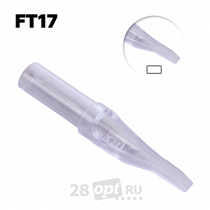 Уцененный товар Тату-наконечник Flat Professional Tip 17, Clear, коробка 50 шт.