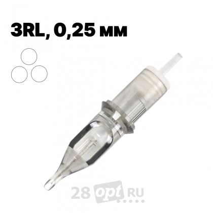 Картриджи для художественной татуировки EZ Revolution RC0803RLT Round Liner 3, 0,25 мм, коробка 20 шт.