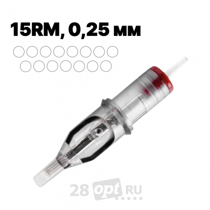 Картриджи для художественной татуировки EZ Revolution RC0815M1C-1 Round Magnum 15, 0,25 мм, коробка 20 шт.