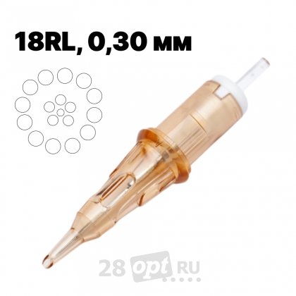 Картриджи для художественной татуировки EZ V-Select VC-1018RL, Round Liner 18, 0,30 мм, коробка 20 шт.